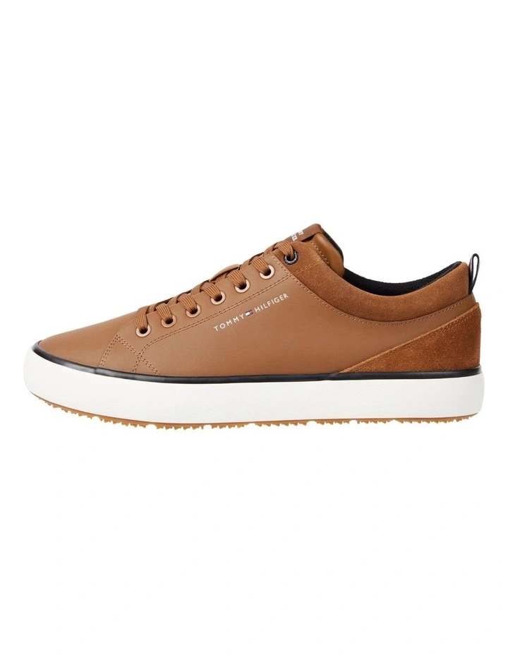 Leather Lace Up Cleat Trainers in Brown