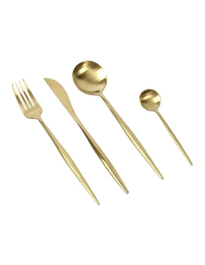 Matte Cutlery Set 24 Piece in Gold