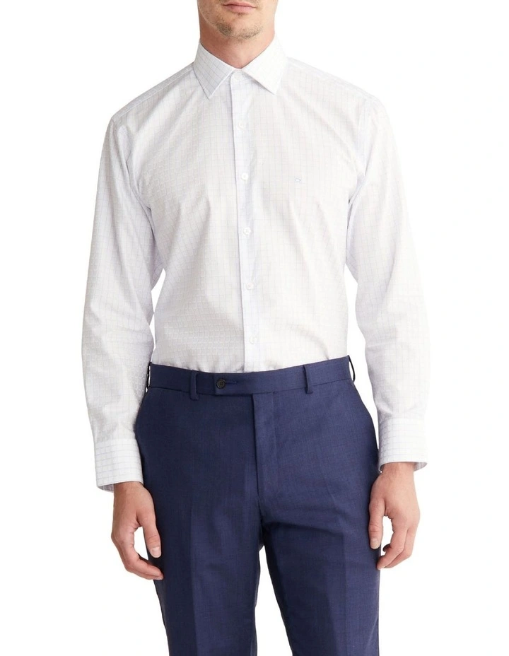 Slim Long Sleeves Dobby Check Shirt in Sky