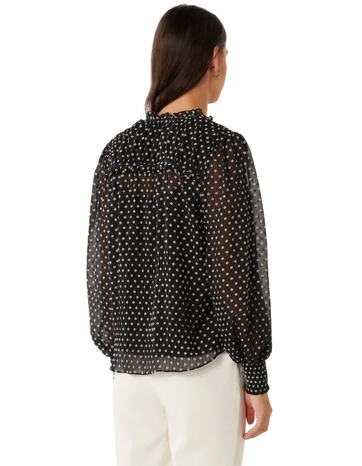 Tiarna Ruffle Trim Blouse in Navy