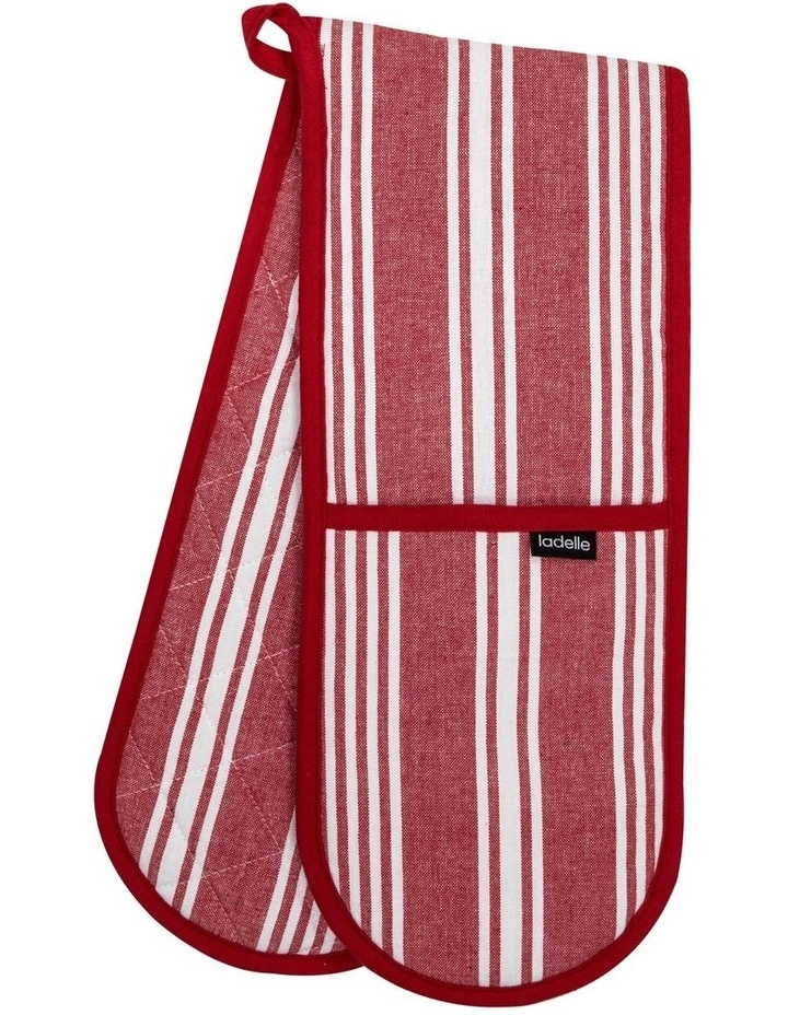 Eco Provincial Stripe Double Oven Mitt in Red