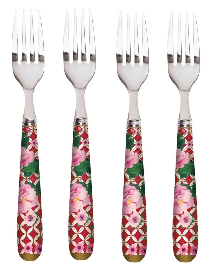 Teas & C's Silk Road Set of 4 Cake Fork Red
