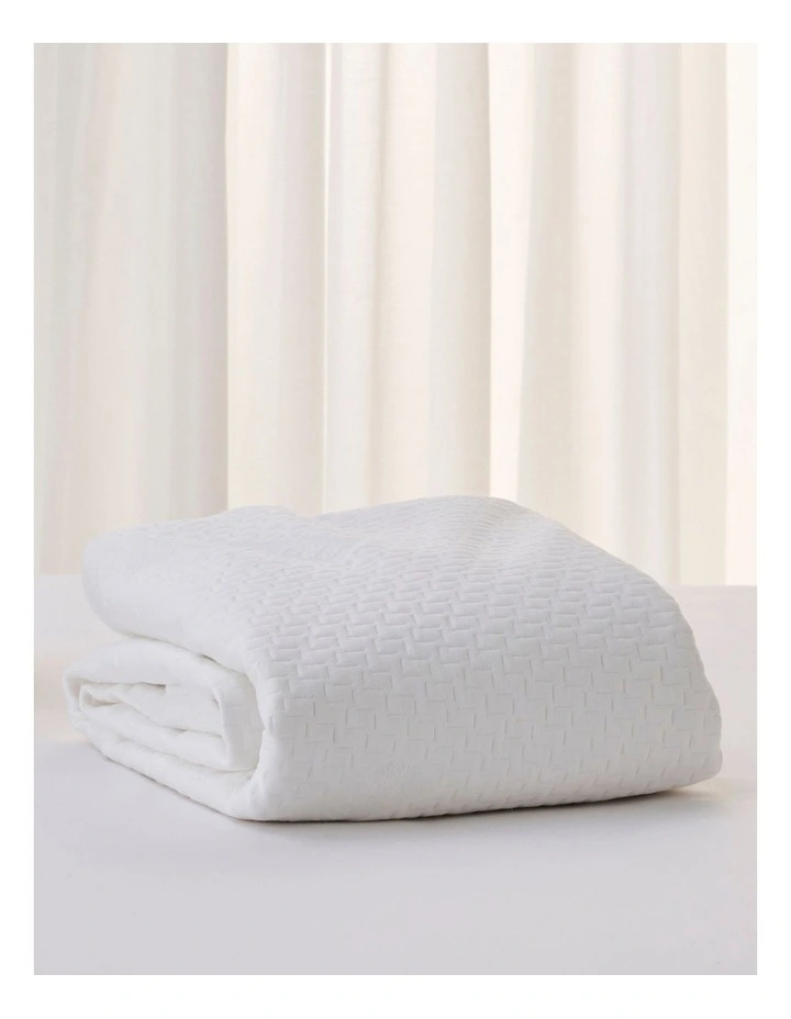 Bamboo Jacquard Mattress Protector in White