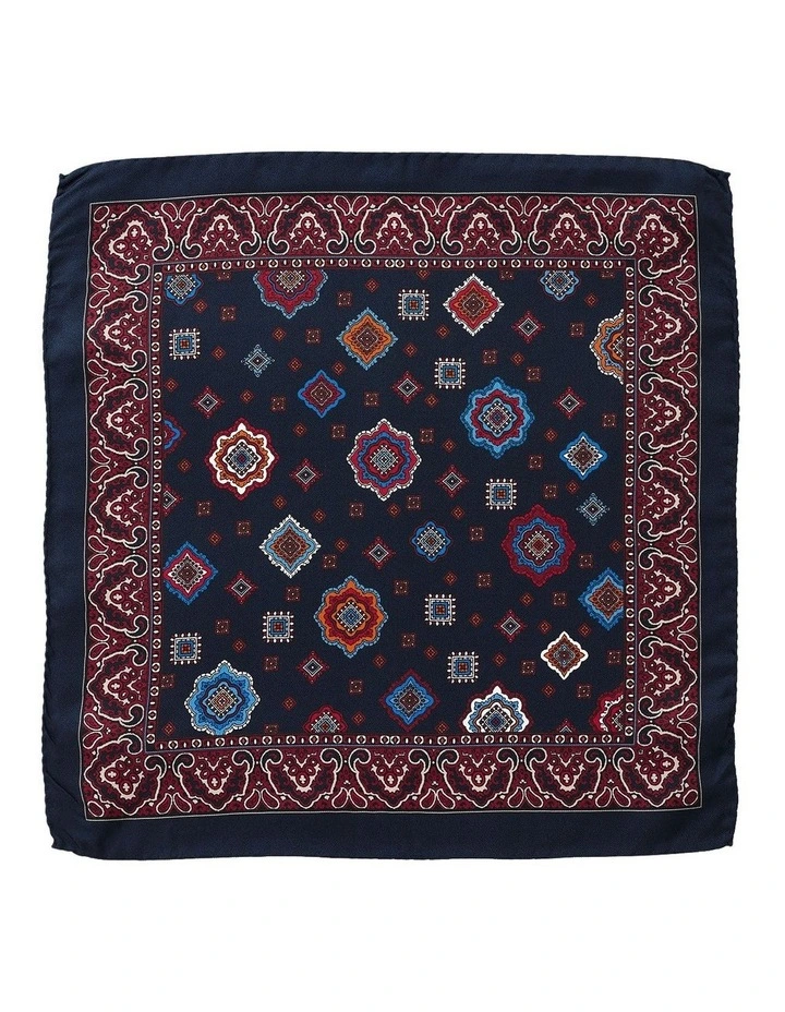 Square Foulard Silk Pocket Square in Wine