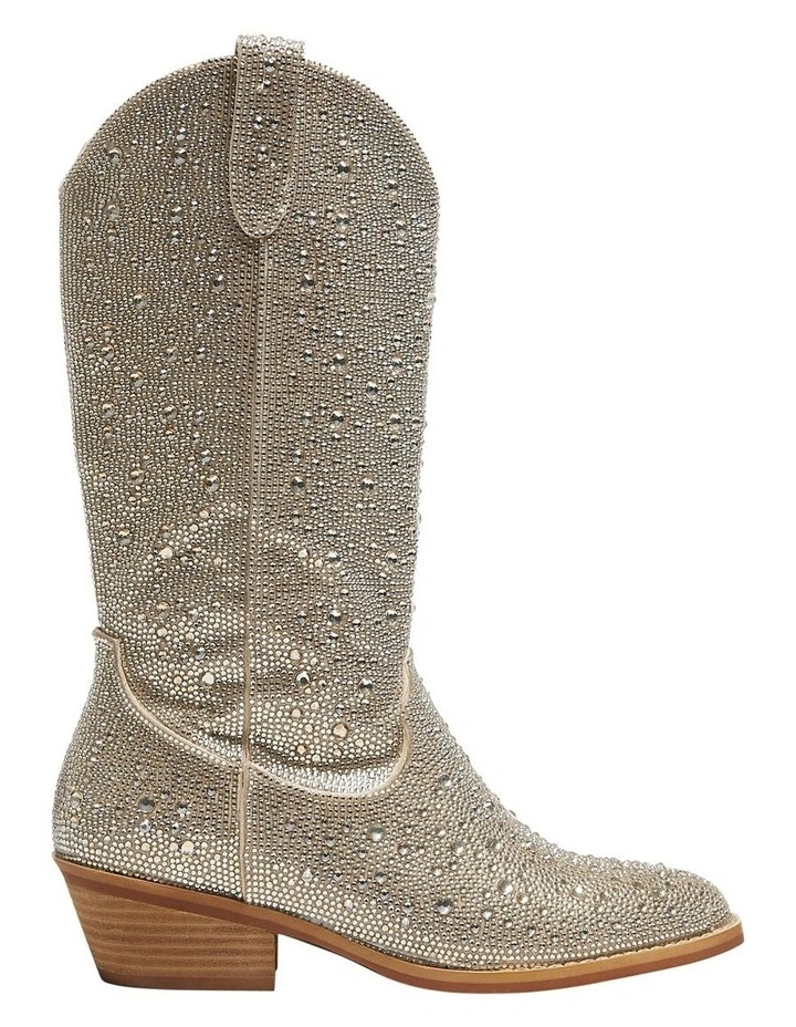 Parton Western Boots in Soft Gold Rhinestone