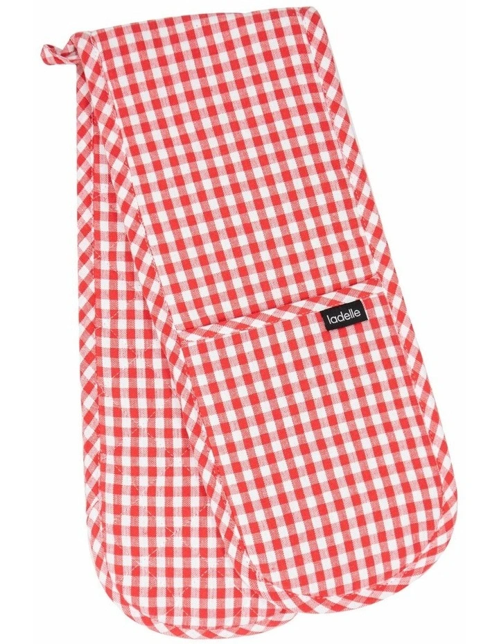Gingham Double Oven Mitt in Pink