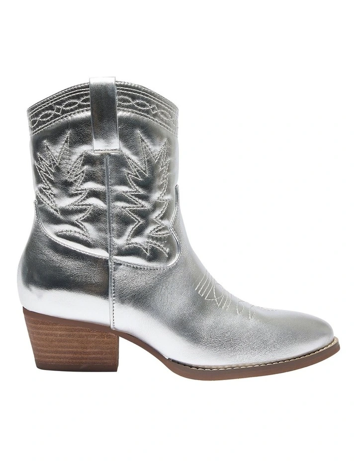 Texas Western Boots in Silver Metallic