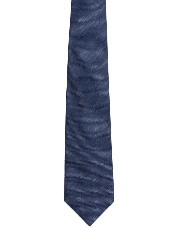 Navy Solid Woven Tie in Navy