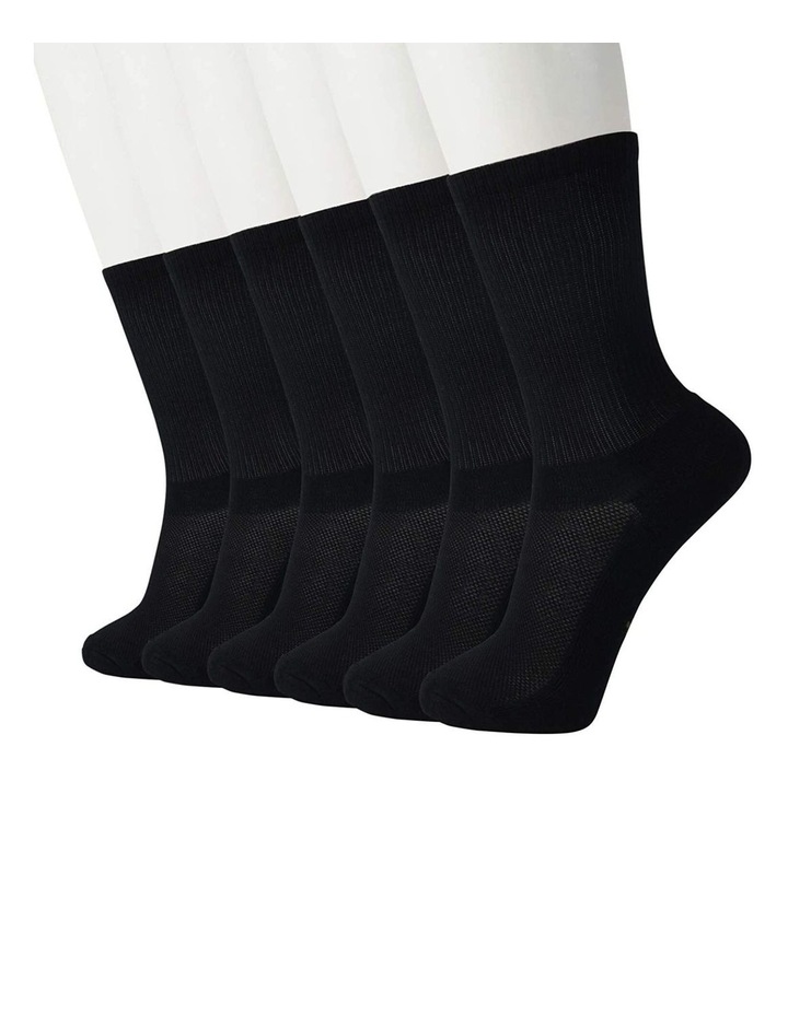 Premium Fiber Sock Super Soft Crew Tennis Sox 6 Pairs Size 6-11 in Black