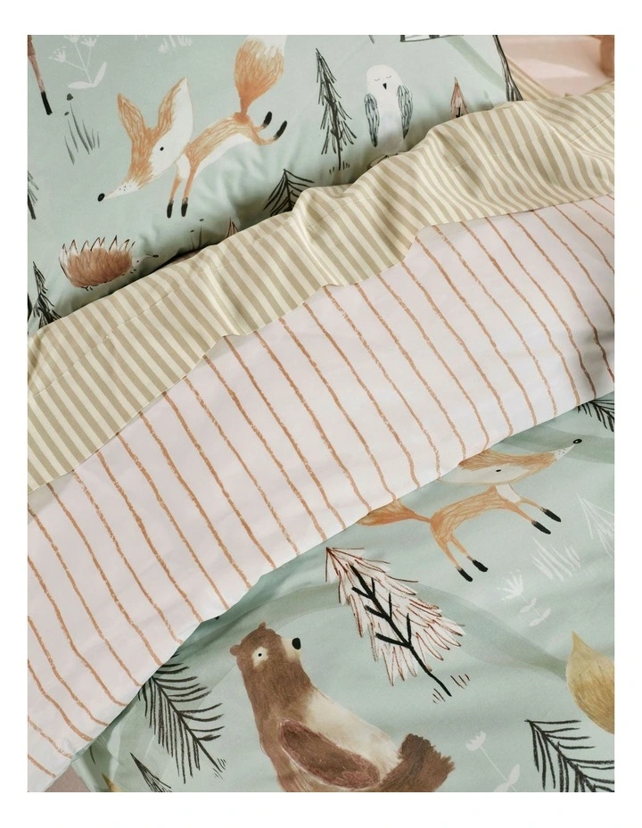 Woodland Winter Quilt Cover Set in Green