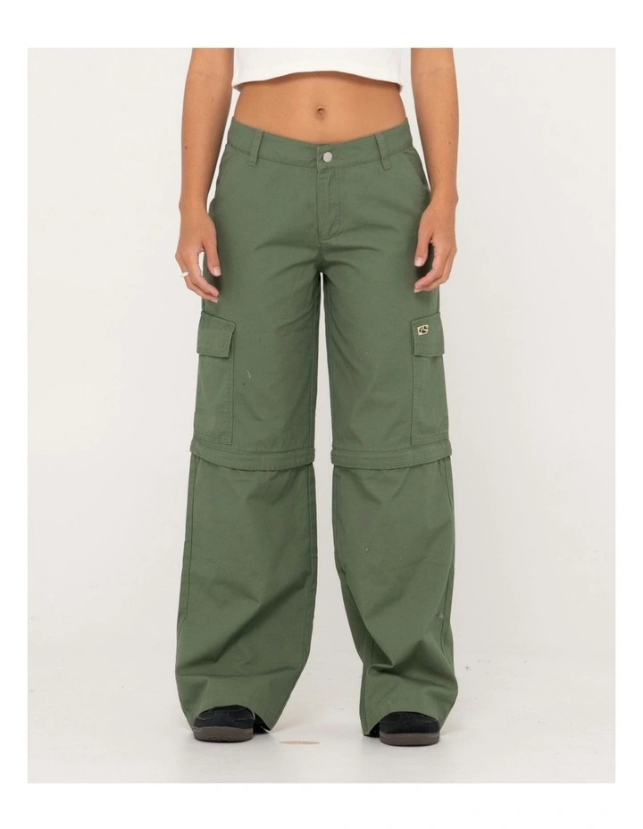 Transformer Low Cargo Zip Off Pant in Green