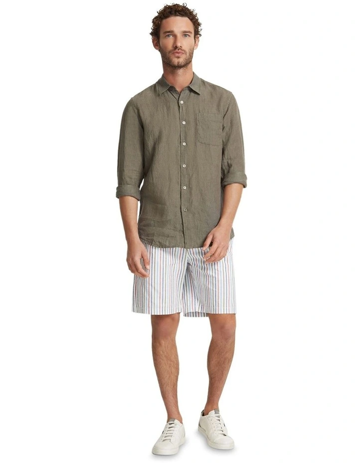 Holloway Pure Linen Shirt in Olive