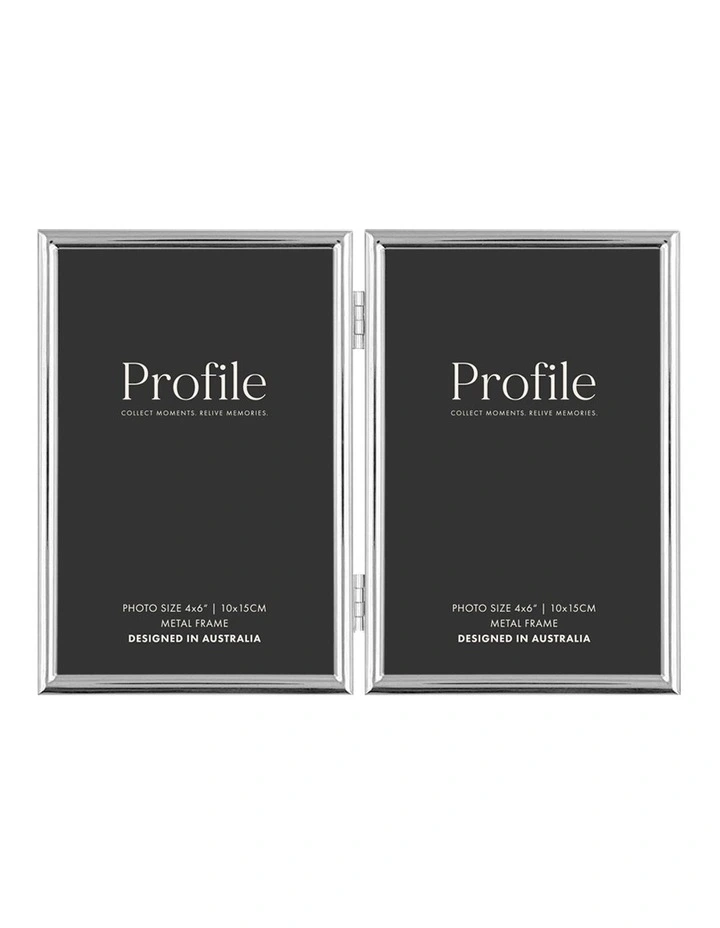 Habitat Hinged Double Metal Photo Frame 4x6 in Silver