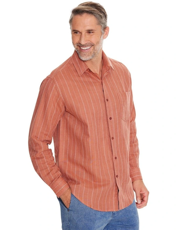 Provence Linen Long Sleeve Shirt in Brown