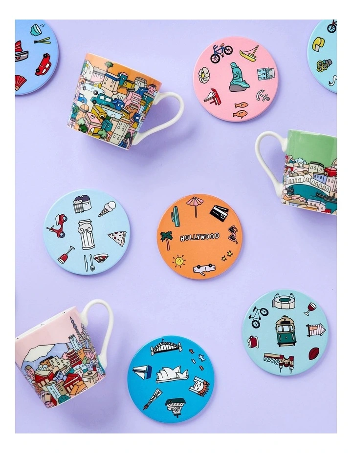 Megan McKean Cities Ceramic Round Coaster 10.5cm Copenhagen