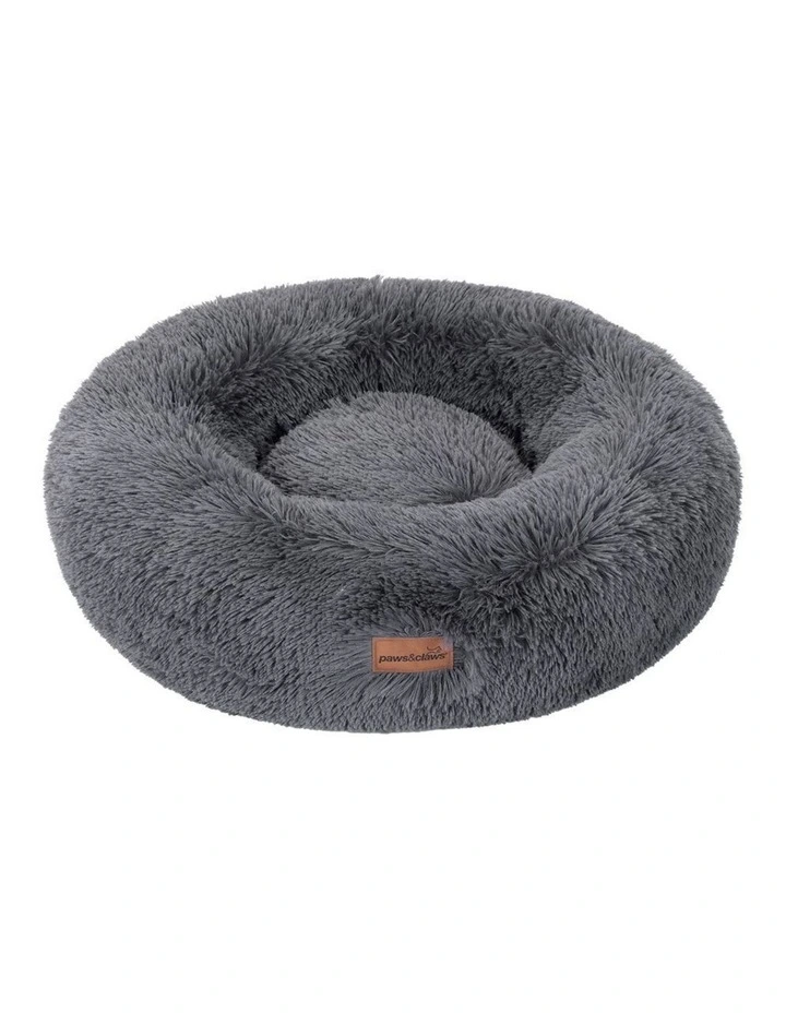 70cm x 70cm Large Calming Plush Bed Grey