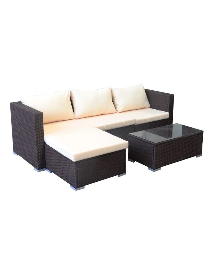 5 Piece Modular Outdoor Lounge Set Pe Rattan in Brown