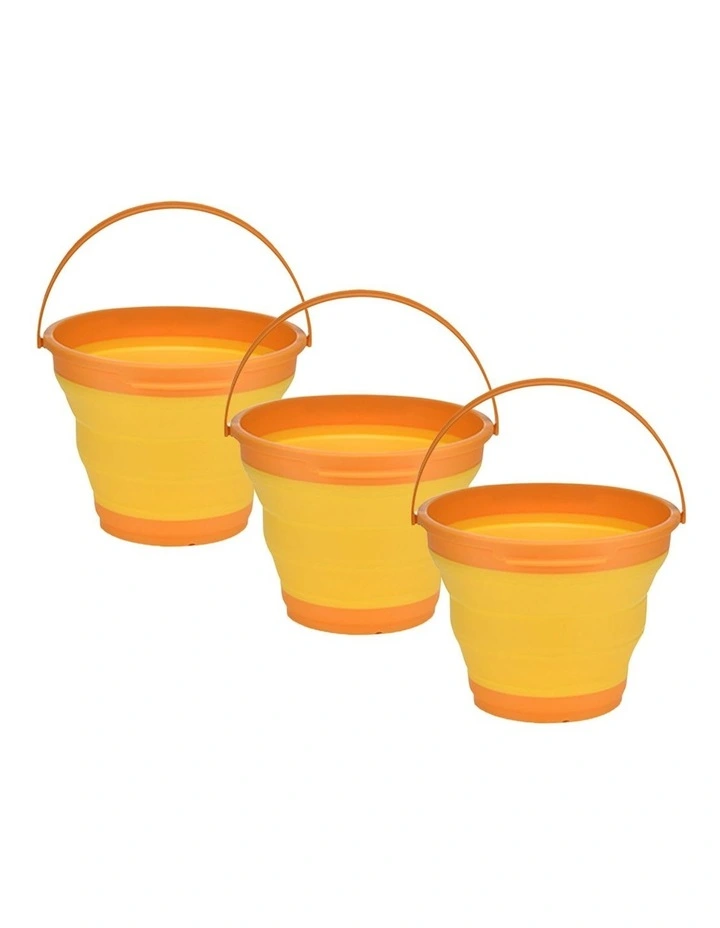 Foldable Collapsible Silicone Bucket 7L 3 Pack in Orange