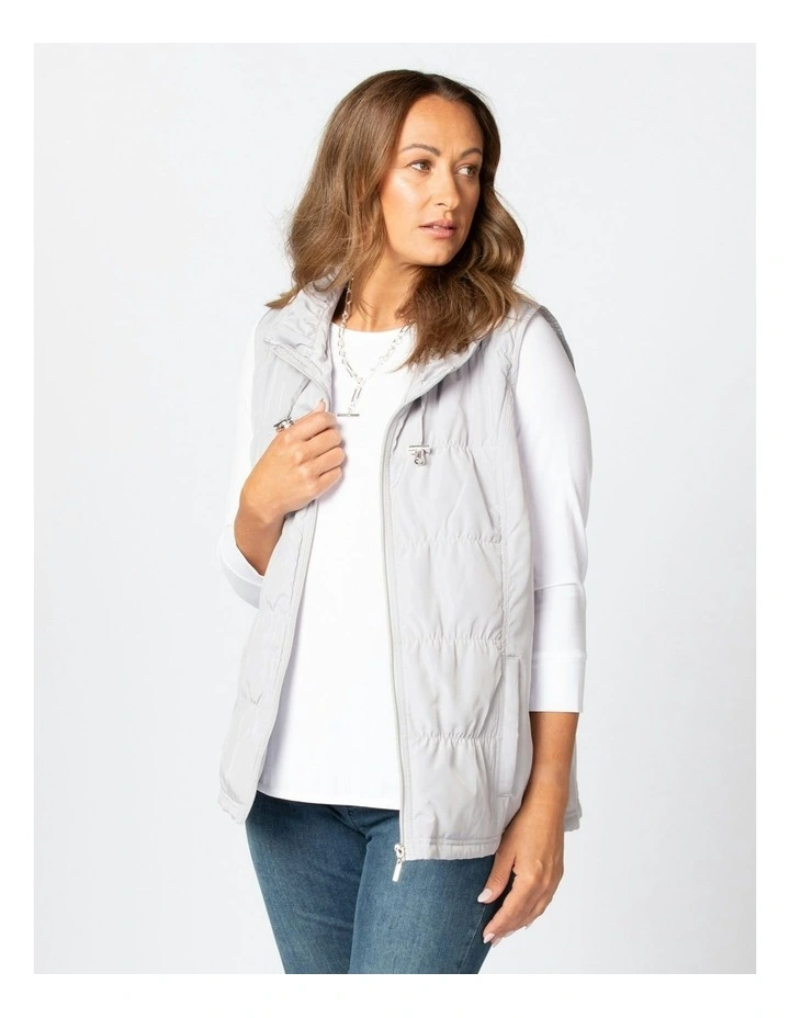 Lakeshore Zip Up Ruched Vest in Pewter