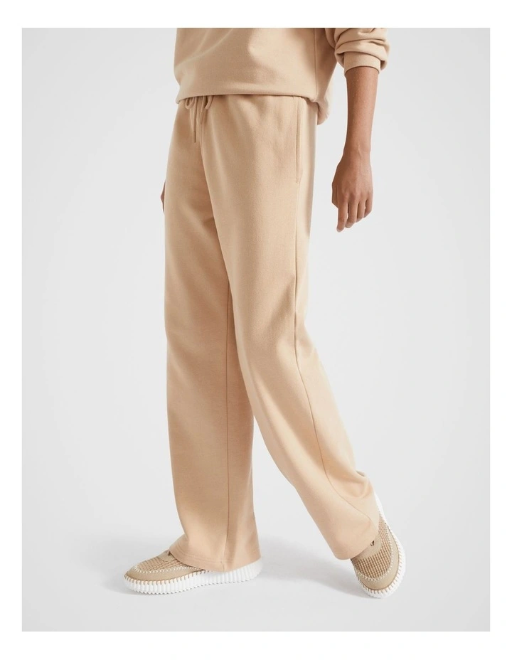 Terry Wide Leg Trackpant in Champagne Beige