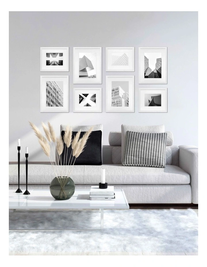 Premium 8 Piece Gallery Photo Wall Frame Set in White