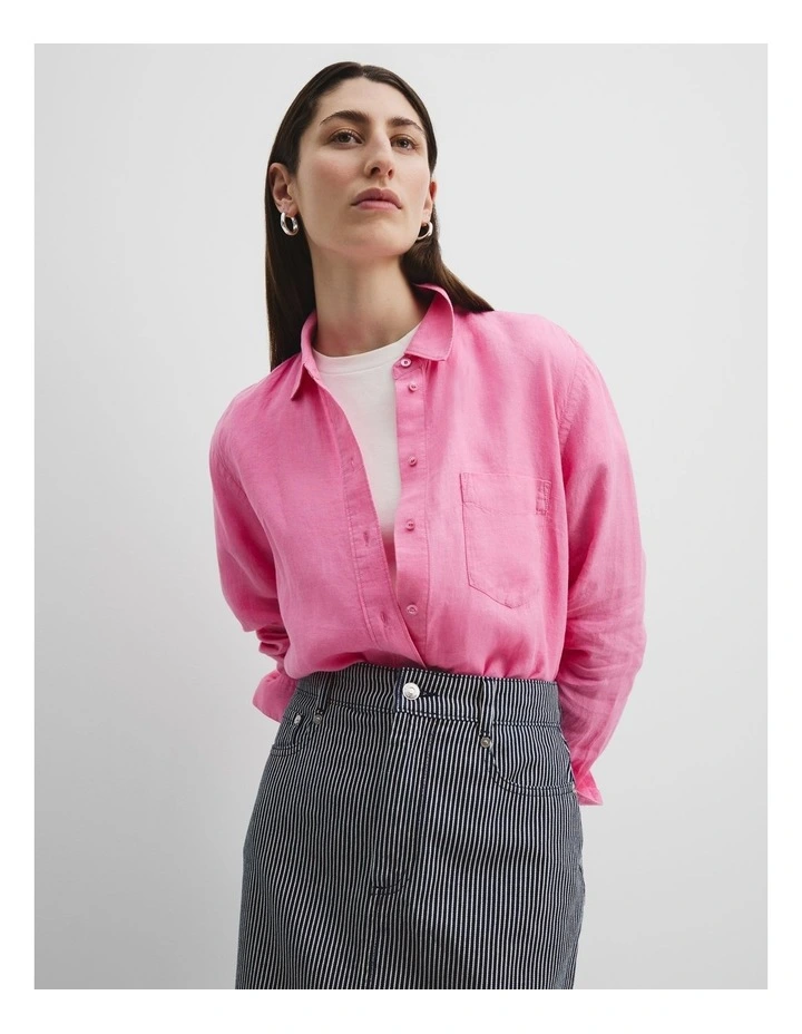 Organically Grown Linen Shirt in Pink Punch