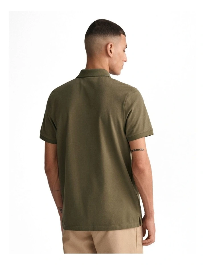 Tonal Shield Polo Shirt in Juniper Green