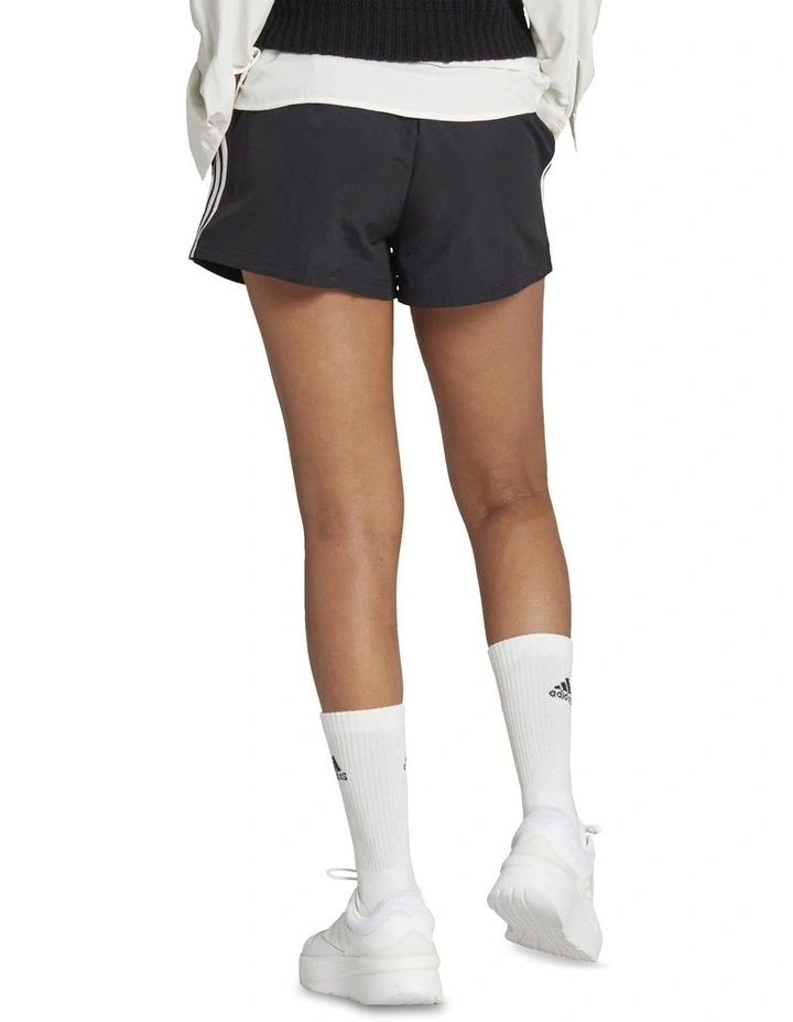 Essentials 3-Stripes Woven Shorts in Black/White