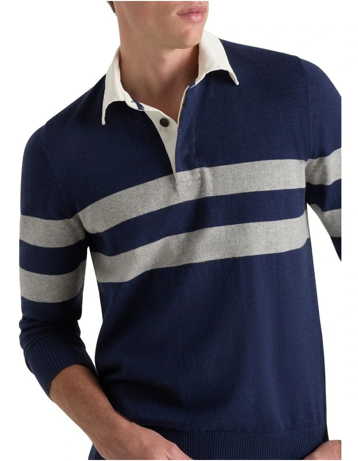 Hooper Knit Rugby Shirt in Navy