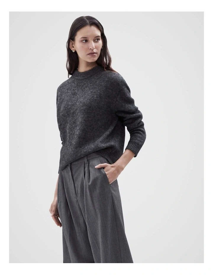 Lofty Crew Neck Knit Jumper in Char Marle