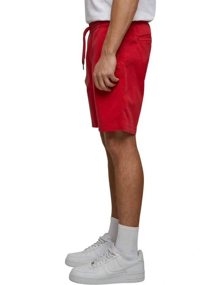 Stretch Twill Jog Shorts in City Red