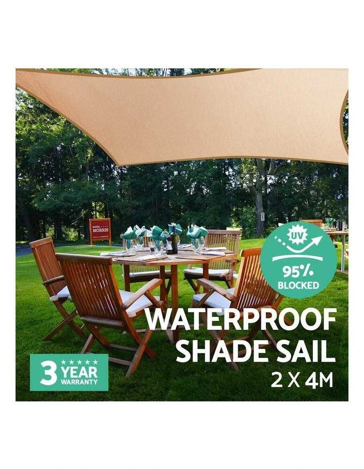 Waterproof Sail Shade 2x4m in Beige