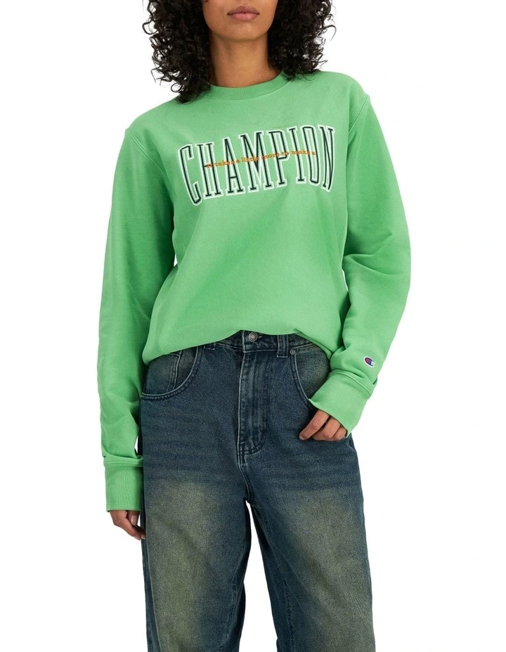 Reverse Weave Terry 90s Logo Crew Pullover in Hillside