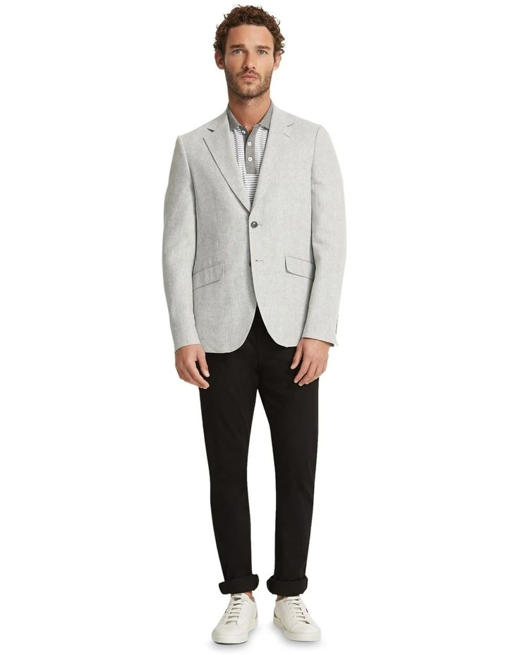 Blake Linen Blend Blazer in Grey