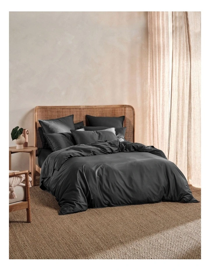 Nara 400TC Bamboo Cotton Quilt Cover Set in Charcoal