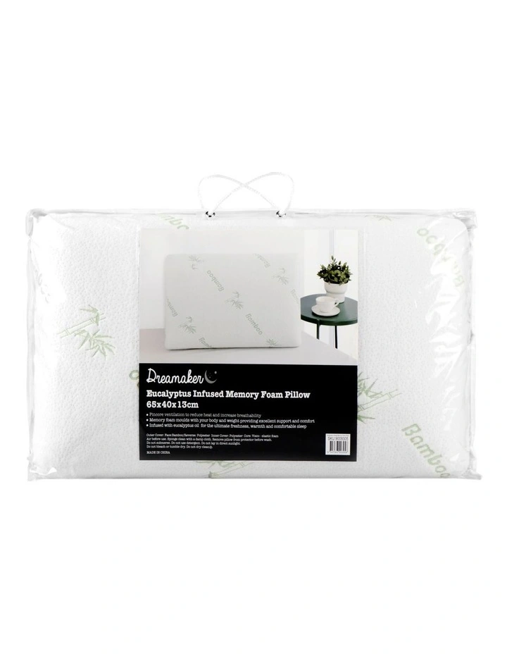 Eucalyptus Infused Memory Foam Pillow 65x40cm in White