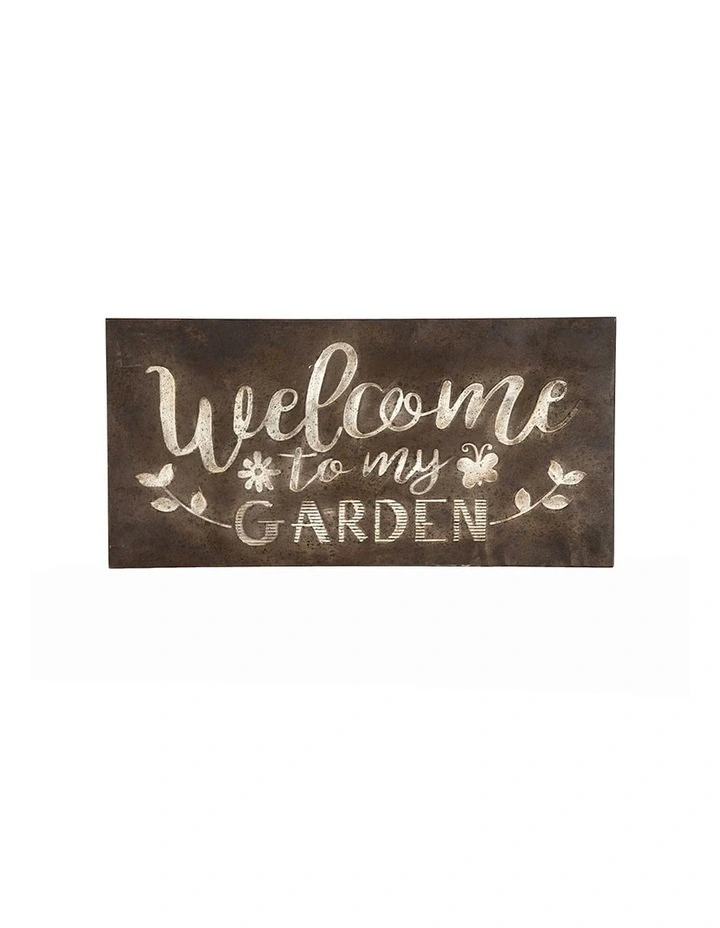 Welcome Outdoor Garden Wall Sign in Rust