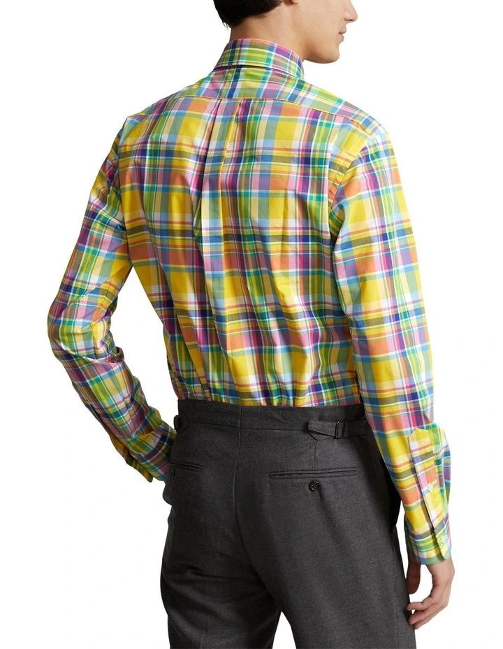Classic Fit Plaid Stretch Poplin Shirt in Multi