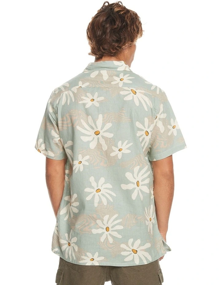 Trippy Floral Short Sleeve Shirt in Iceberg Green