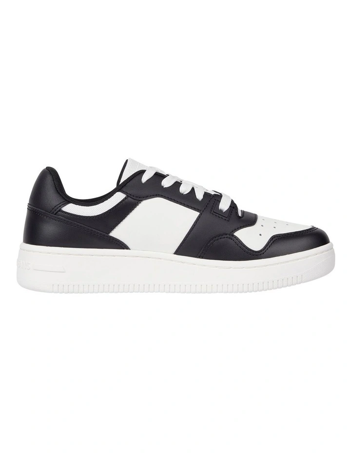Retro Essential Leather Fine-Cleat Basketball Trainers Shoes in Black
