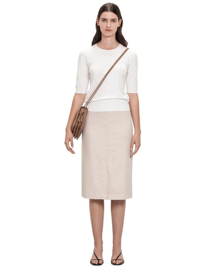 Stretch Twill Pencil Skirt in Sand