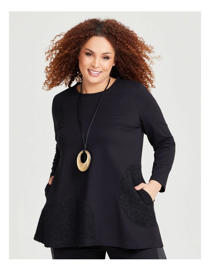 A-line Bamboo Ponte Tunic in Black