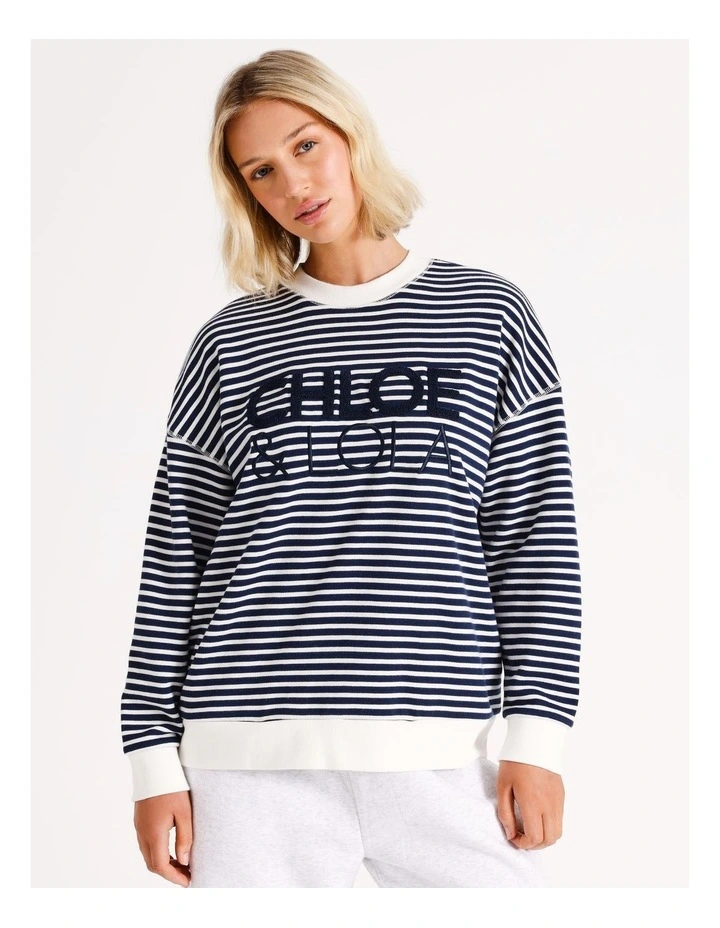 Core Logo Sweater in Navy Stripe