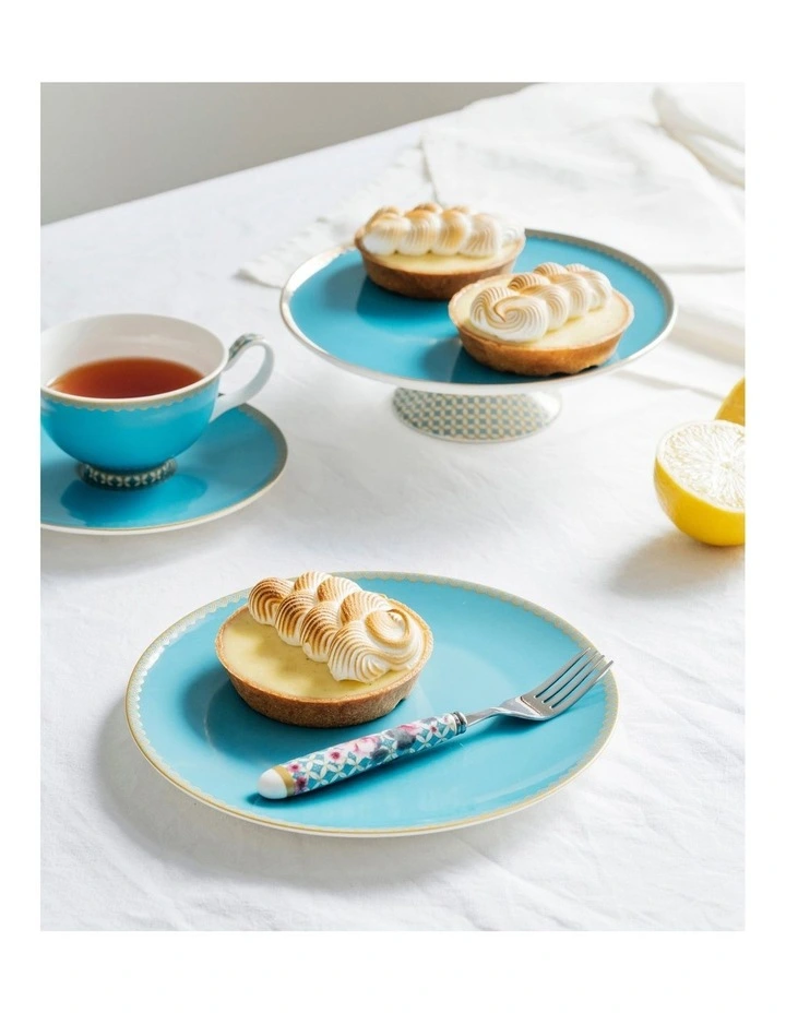 Classic Gift Boxed Footed Cup and Saucer Set 200ml in Aqua