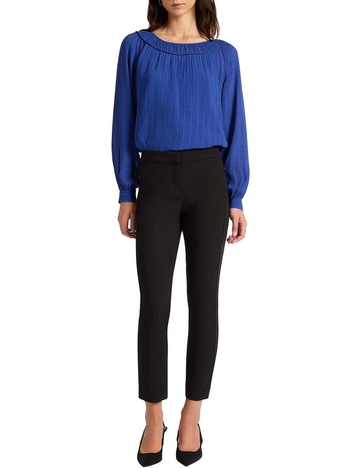 Lacey Jacquard Blouse in Ultramarine