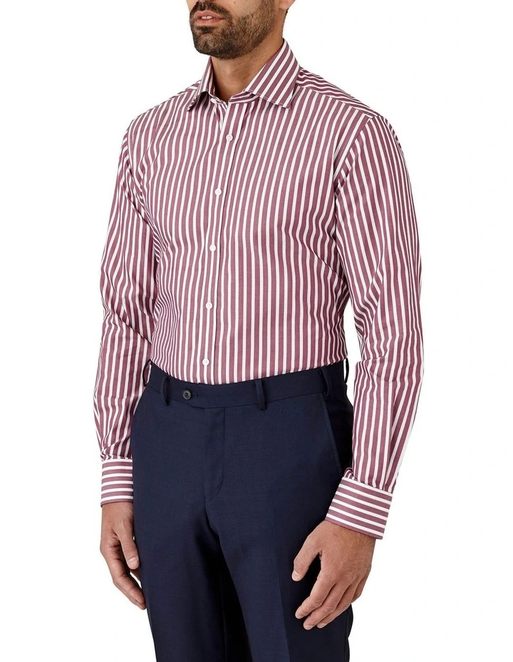 Tailored Fit Striped Giorgio Shirt Claret