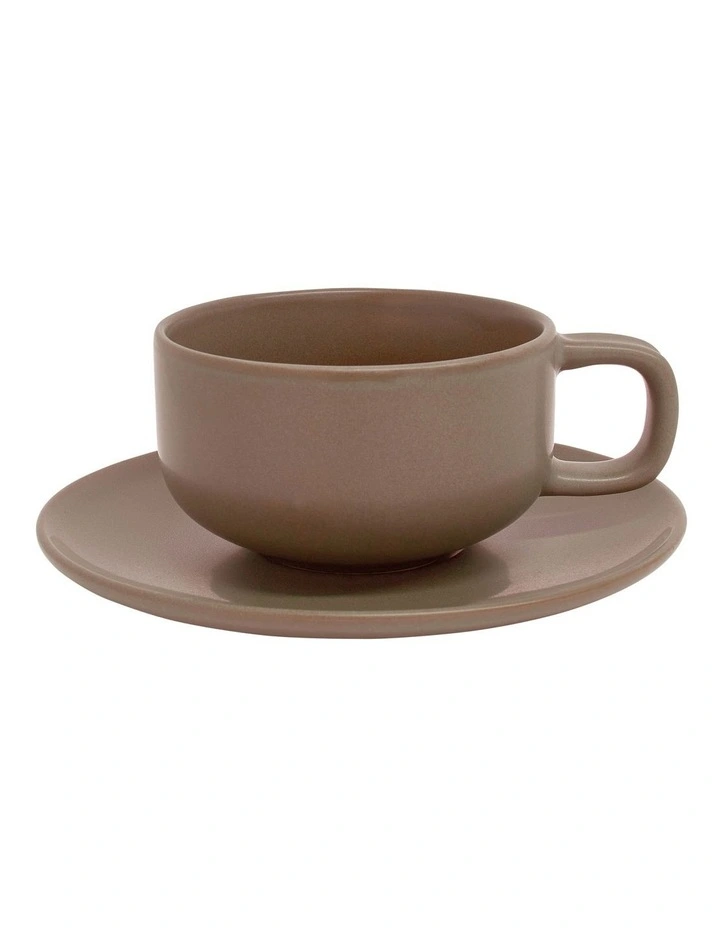 Hue Truffle Teacup & Saucer in Taupe