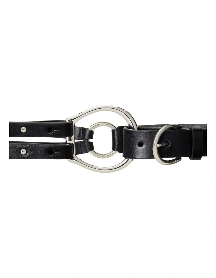 Tri-Strap Leather Belt in Black