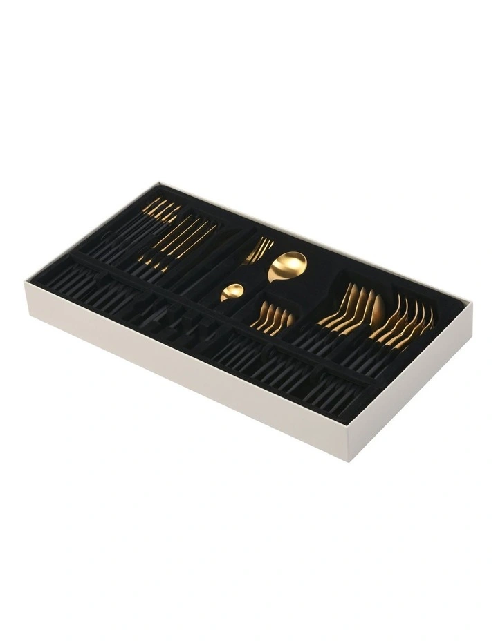 Hemingway Cutlery and Chopstick Set 30 Piece in Matte Black/Gold