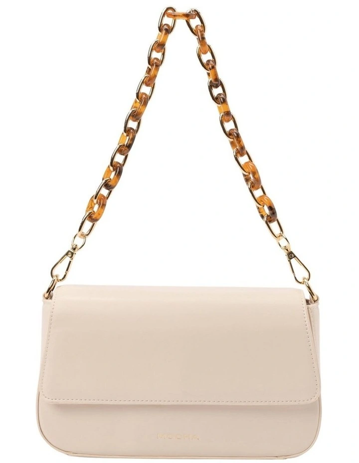 Sophie Tortoise Shell Chain Crossbody Bag in Cream